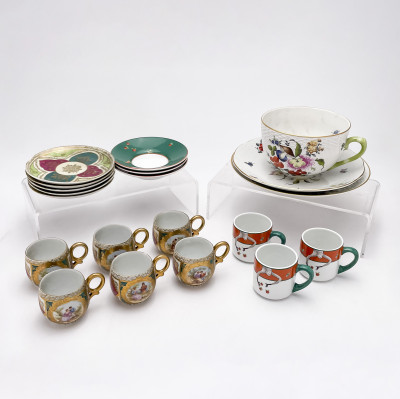 Image for Lot Oversized Herend Cup and Plates with additional porcelain pieces, group lot