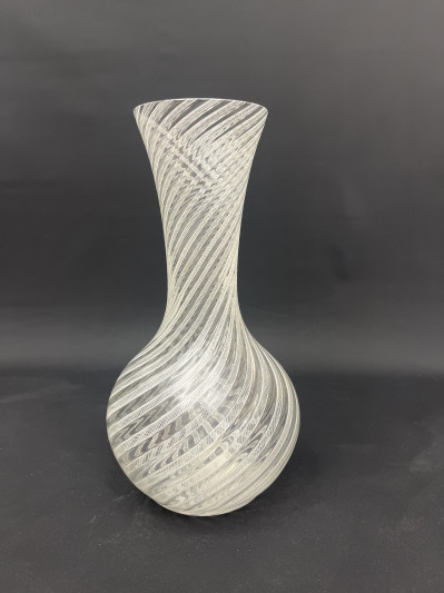 Image for Lot Italian Murano Latticino Filigrana Glass Vase