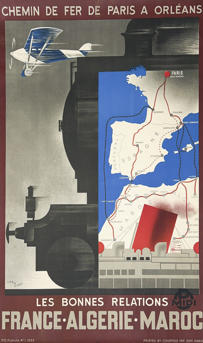 Chemin de Fer de Paris a Orléans France Algerie Maroc Poster