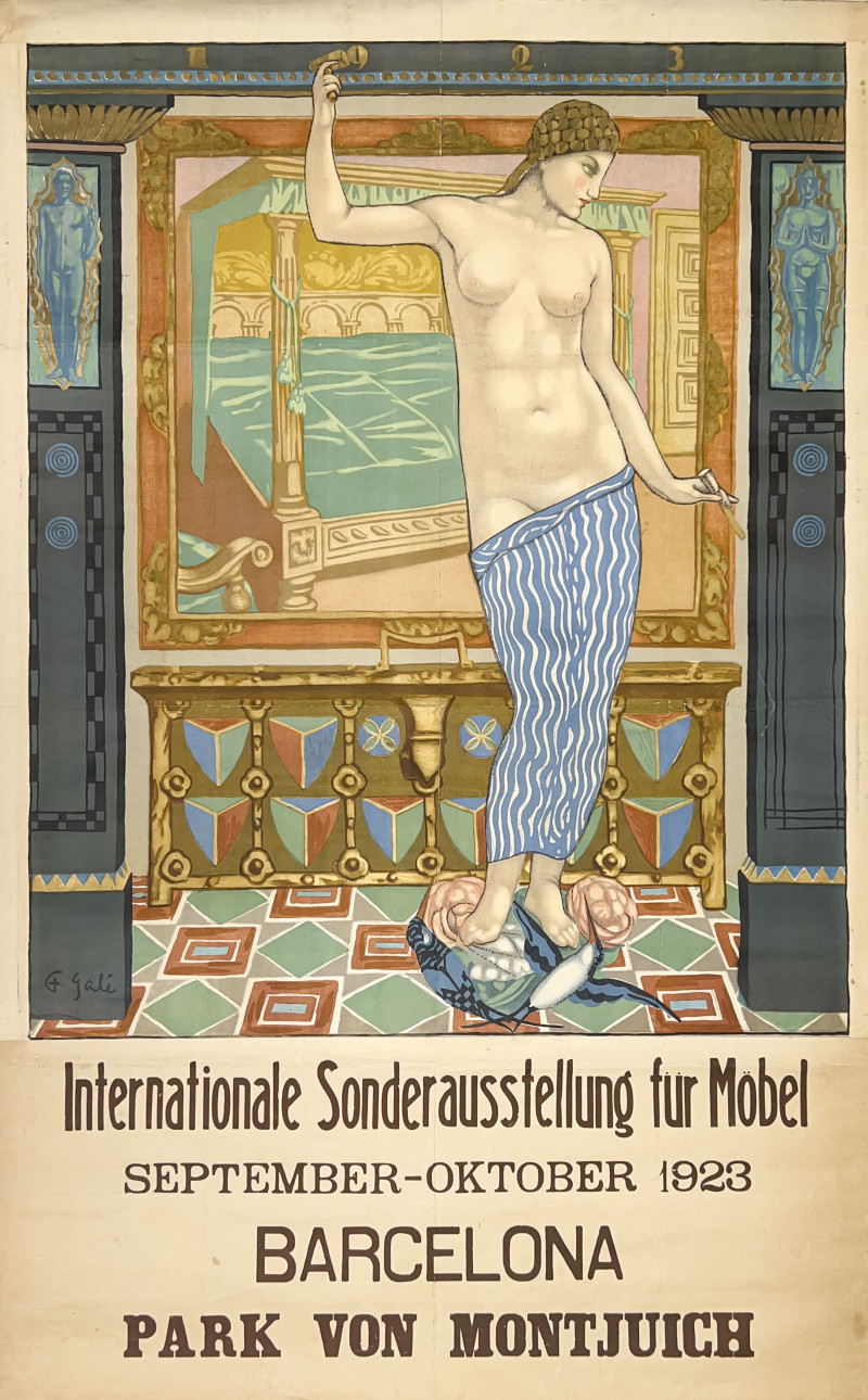 German Art Deco Poster for 1923 Barcelona Furniture Exhibition