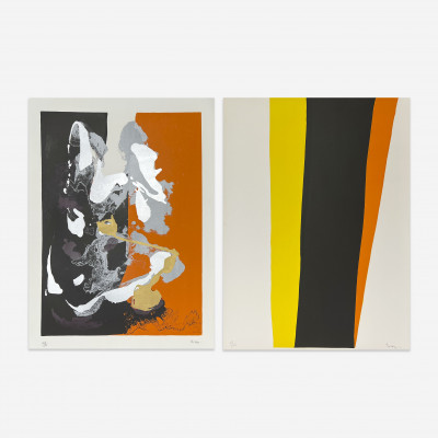 Image for Lot Cleve Gray - Orange and Black Compositions, 2 Prints