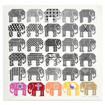 Pedro Friedeberg - Untitled (Elephants)