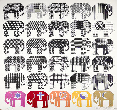 Image for Lot Pedro Friedeberg - Untitled (Elephants)