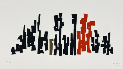 Image for Lot Mathias Goeritz - Untitled (Forms in Red and Black)