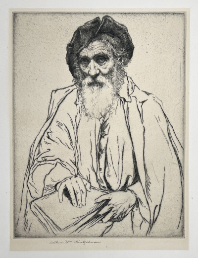 Arthur William Heintzelman - Old Man in Italian Cap / Untitled (Portrait of a Man) / Untitled (Portrait of an Older Woman) / Paris (4 works)