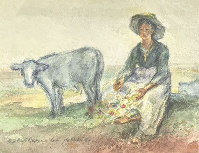 Image for Lot Joe Eula - Untitled (Woman with Cow)
