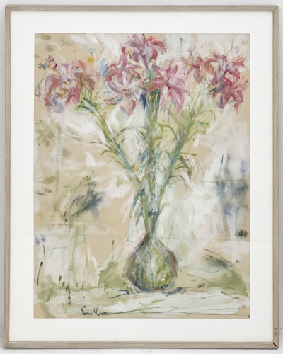 Joe Eula - Untitled (Vase of Pink Lilies)
