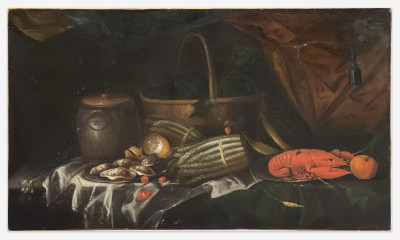 Manner of Pieter de Ring - Still Life with Lobster, Oysters, and Asparagus