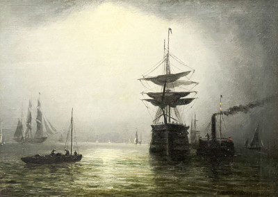 William Adolphus Knell  - Untitled (Ships by Moonlight)