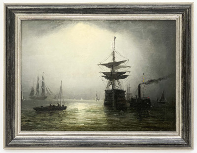 William Adolphus Knell  - Untitled (Ships by Moonlight)