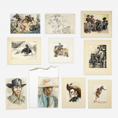 Image for Lot Unknown Artist - Cowboys, Group of 10