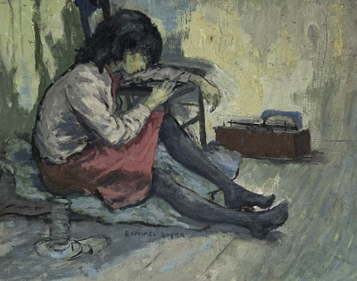 Raphael Soyer - Untitled (Girl Resting on Chair)
