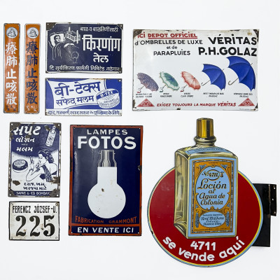 Image for Lot Foreign Enamel Advertising Signs, Group of 7