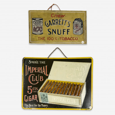 Image for Lot Embossed Tin Cigar and Tobacco Signs, Group of 2