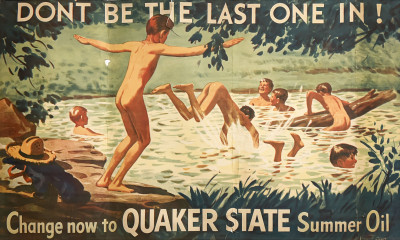 Image for Lot Quaker State Summer Motor Oil Advertising Poster