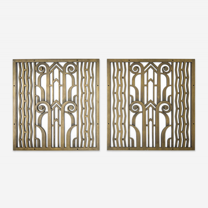 Art Deco Bronze Grates, Pair