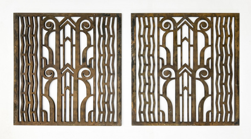 Art Deco Bronze Grates, Pair