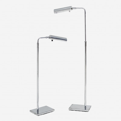 Koch & Lowy - Adjustable Chrome Floor Lamps, Pair