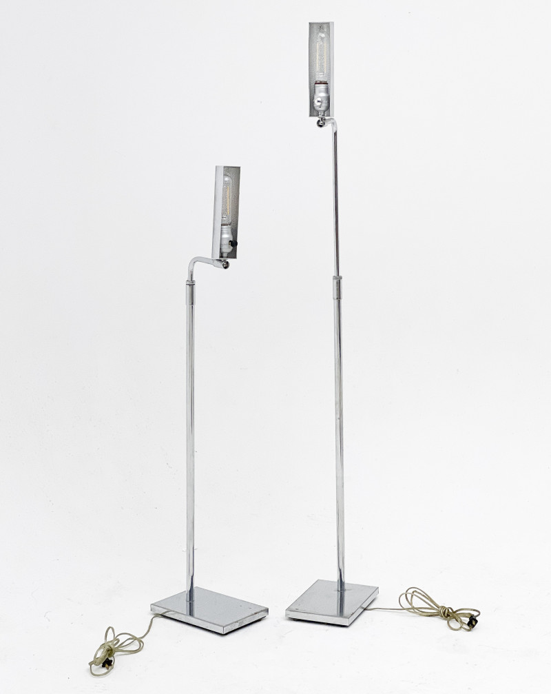 Koch & Lowy - Adjustable Chrome Floor Lamps, Pair