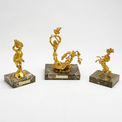 Image for Lot Sascha Brastoff - 3 Gold-plated statuettes