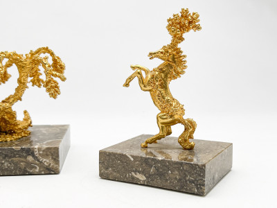 Sascha Brastoff - 3 Gold-plated statuettes