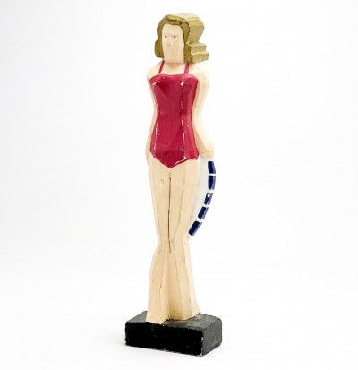 Image for Lot Folk Art Wood Carving of a Female Bather