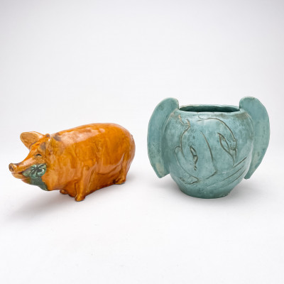 Image for Lot Albert Bela Bauer - Vase and Pig