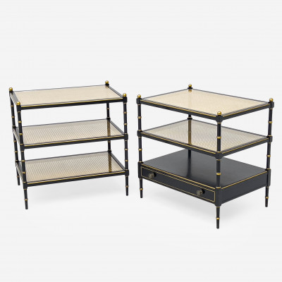 Image for Lot Modern Tiered Side Tables, Pair