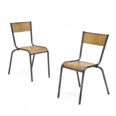 Mullca - French School Stacking Dining Chairs, Group of 2