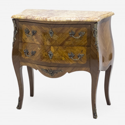 Image for Lot Louis XV Style Marble Top Mahogany Bombay Commode