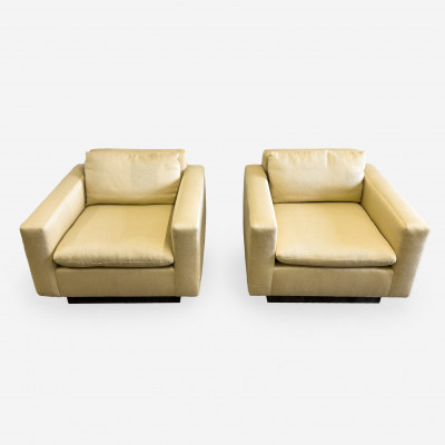 Mid Century Modern Probber Style Cube Club Chairs, Pair