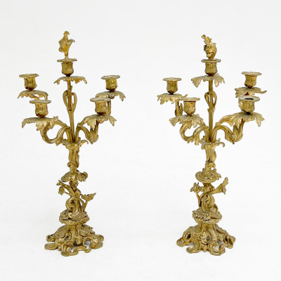 Image for Lot Baroque Candelabras, Pair