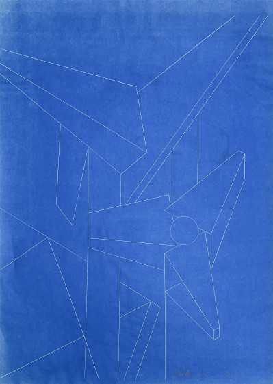 Image for Lot Unknown Artist - Linear Composition in Blue