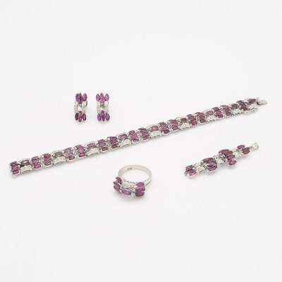 Image for Lot White Gold Ruby and Diamond Set