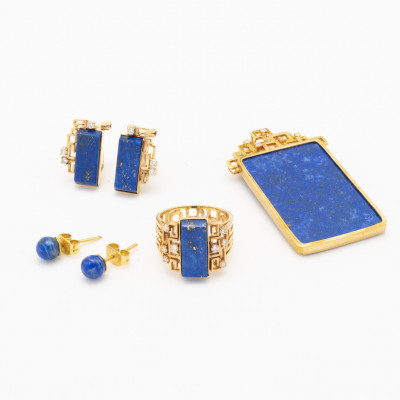 Image for Lot Lapis Lazuli and Diamond Set