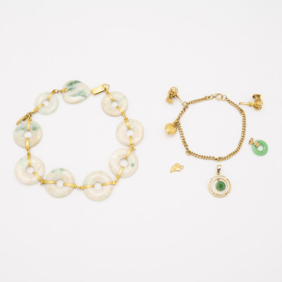 Image for Lot Yellow Gold and Jade Set