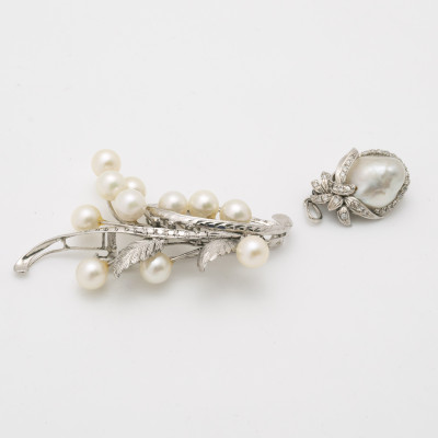 Cultured Pearl and Diamond Pendant and Brooch