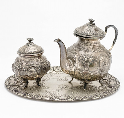 Image for Lot Silver Tea Set