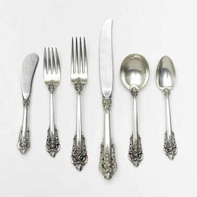 Image for Lot Wallace Sterling Grand Baroque Flatware Service