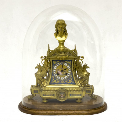 Louis Achille Brocot - French Sevres-Style Gilt Bronze & Porcelain Mantel Clock