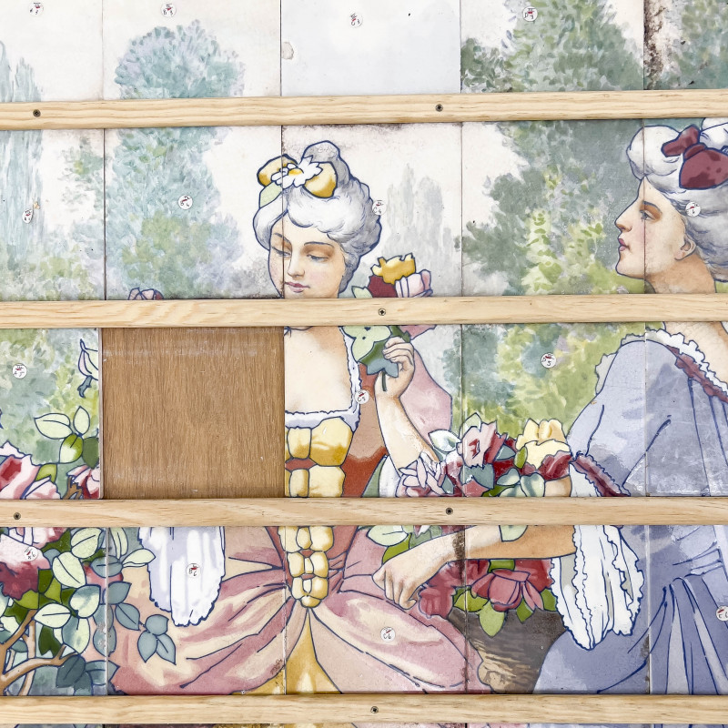 Victorian Garden Scene Tile Panels