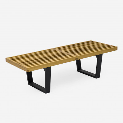 Image for Lot Maple Slat-Top Bench
