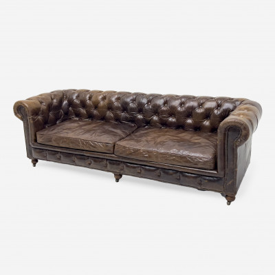 Image for Lot Restoration Hardware Chesterfield Leather Sofa