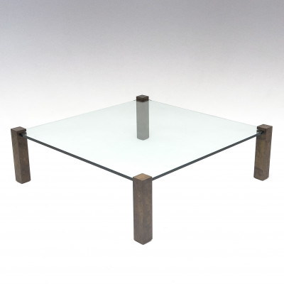 Image for Lot Floating Glass and Burl Wood Coffee Table