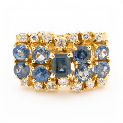 Image for Lot Yellow Gold, Sapphire and Diamond Cocktail Ring