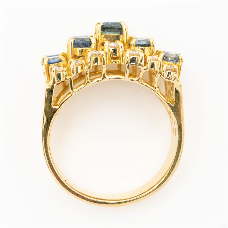 Yellow Gold, Sapphire and Diamond Cocktail Ring