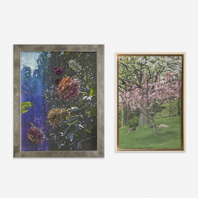 Image for Lot Martin Weinstein - Untitled (Cherry Blossoms) / Dahlias, Evening (2 Works)