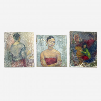 Image for Lot Clara Klinghoffer - Woman Pouring Tea (Leah) / Sketch of Children at Work and Play / Young Negress (3 Works)