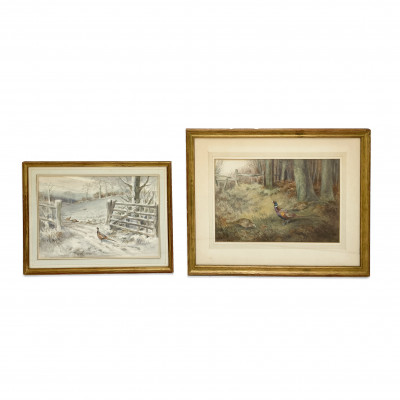 Image for Lot Roland Green - Pheasants in the Snow / Pheasants in the Woods (2 Works)