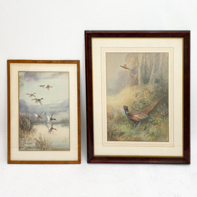 Image for Lot Roland Green - Ducks in Flight / Pheasants (2 Works)